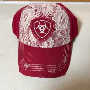 Ariat Red and Cream Lace Cap